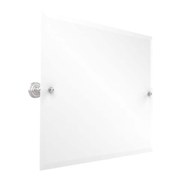 Allied Brass Dottingham Collection 26 in. x 21 in. Rectangular Landscape Single Tilt Mirror with Beveled Edge in Satin Chrome