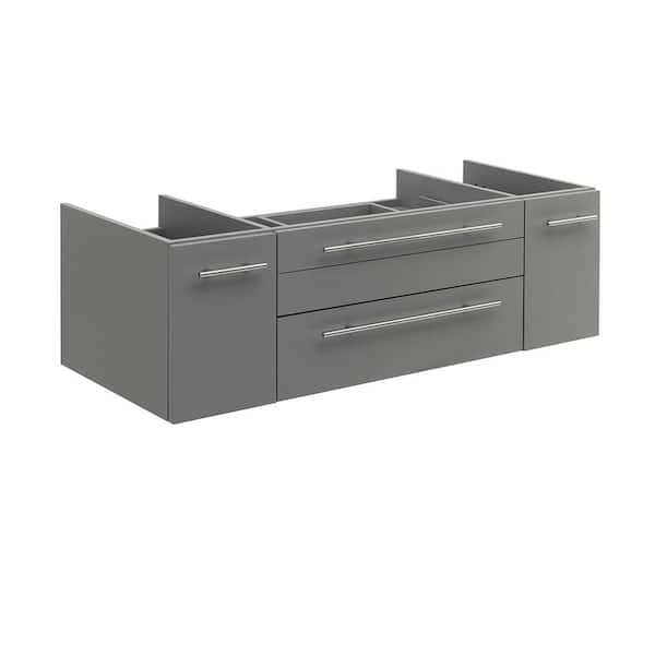Fresca Lucera 47 in. Wall Mount Floating Double Bath Vanity Cabinet without Top in Gray - Vessel Sink Compatible
