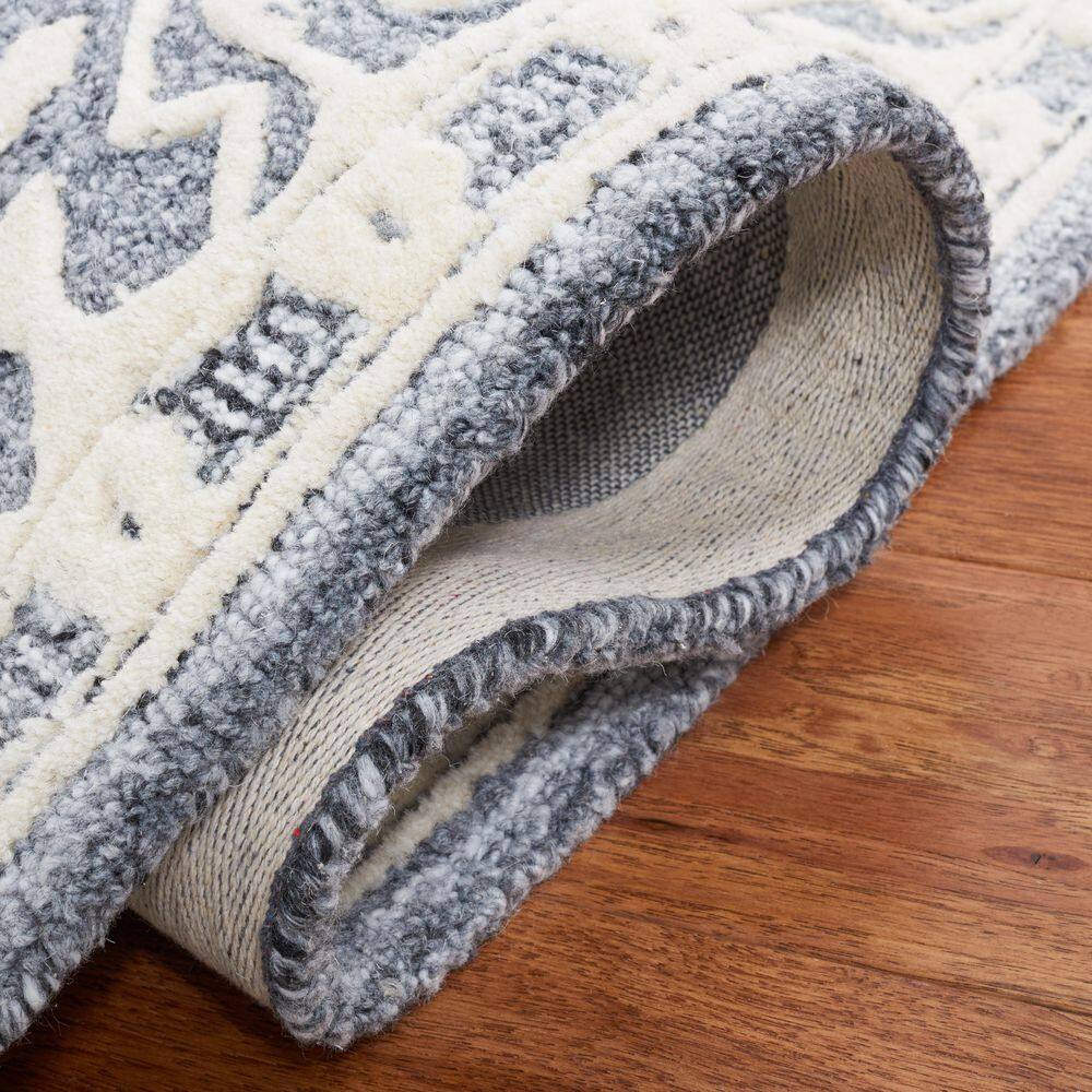 Gray and Ivory Hand-Tufted Wool Runner Rug