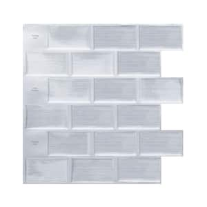 12 in. W x 12 in. L x 0.04 in. H Vinyl Peel and Stick Wall Tile Backsplash in Silver for Kitchen and Bathroom (10-Pack)