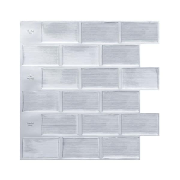 Jeedeson 12 in. W x 12 in. L x 0.04 in. H Vinyl Peel and Stick Wall Tile Backsplash in Silver for Kitchen and Bathroom (10-Pack)