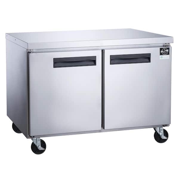 Elite Kitchen Supply 48.125 in. W 12.2 cu. ft. 2-Door Commercial Upright Undercounter Freezer
