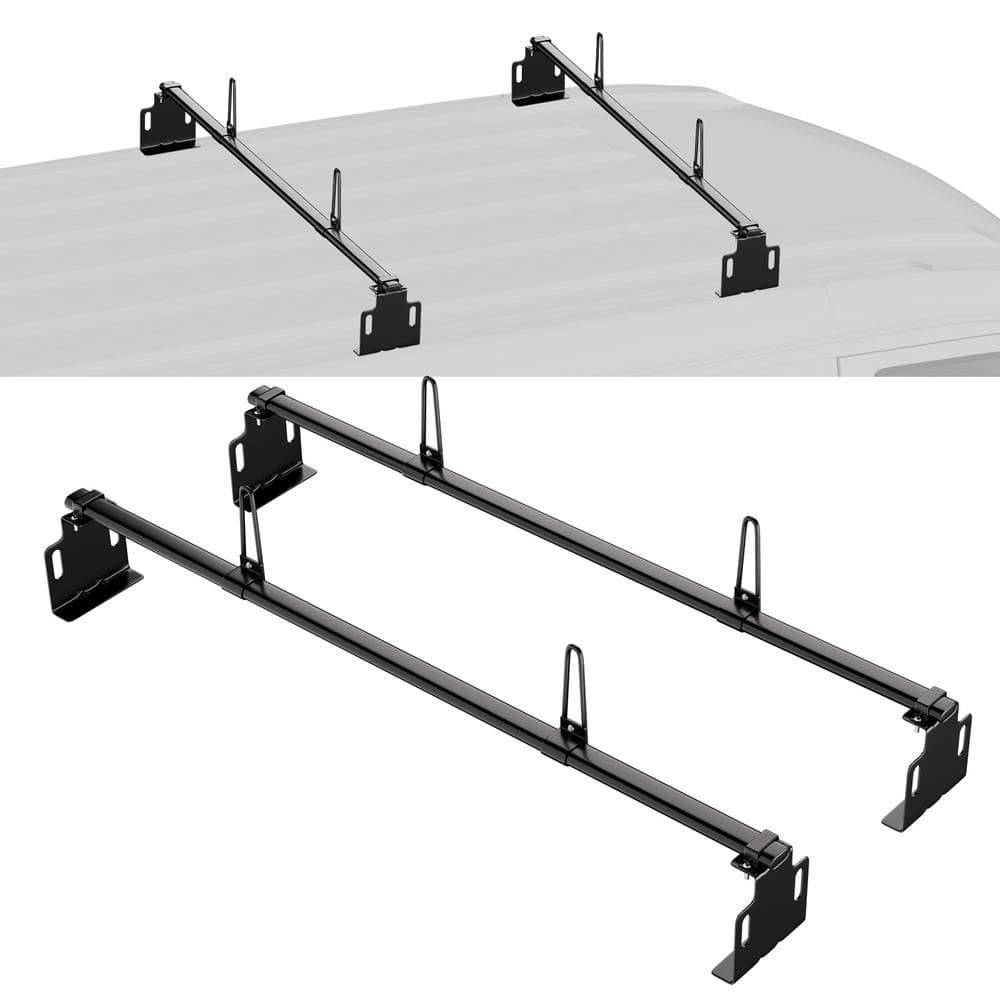 VEVOR Trailer Ladder Rack, 60 in.2 Crossbars Ladder Roof Rack, Heavy ...