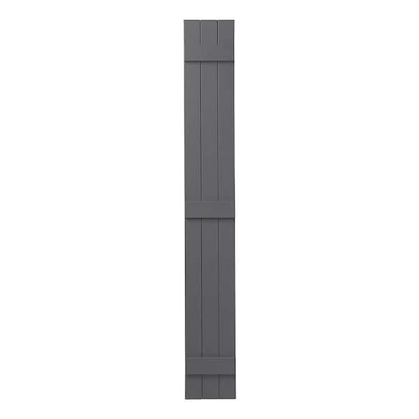 Ply Gem 11 in. x 81 in. Polypropylene Plastic 3-Board Closed Board and Batten Shutters Pair in Gray