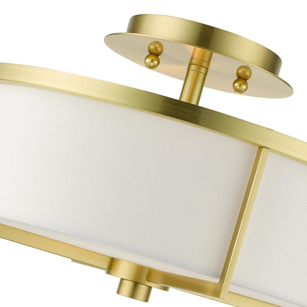 Satin Brass Contemporary 2-Light LED Drum Flush Mount