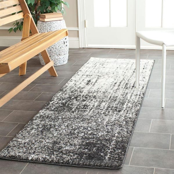 Retro Black/Light Gray 2 ft. x 7 ft. Solid Runner Rug