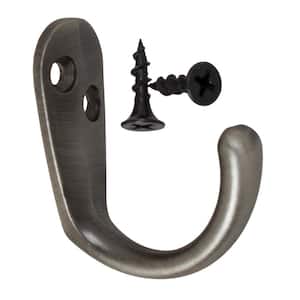 1-3/4 in. x 1-1/2 in. Satin Pewter Small Robe/Coat Hooks (10-Pack)