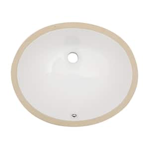 7.88 in. Ceramic Undermount Oval Bathroom Sink in White with Overflow
