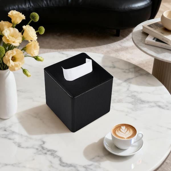 Numhew Tissue Box Cover Square with Magnetic Closure, PU Leather