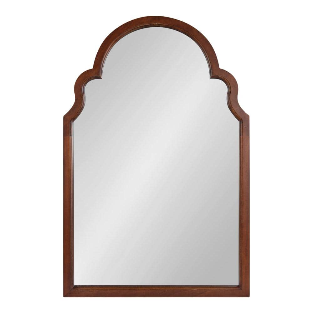 Walnut Brown Moroccan Arch Wood Vanity Mirror