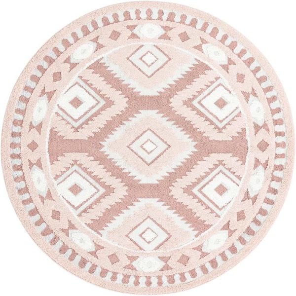 Unique Loom Boho Gigi Pink 7 ft. 10 in. x 7 ft. 10 in. Area Rug