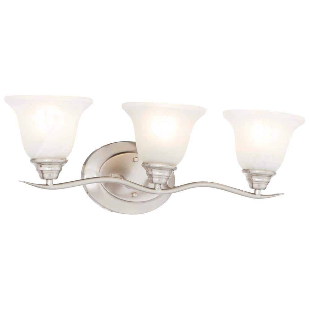 Trinidad 24" Brushed Nickel Vanity Light with Alabaster Glass Shades