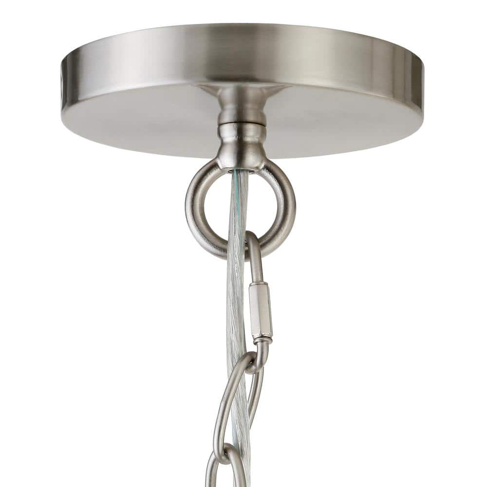 Verona Mini Drum Pendant Light in Brushed Nickel with Seeded Glass Shade