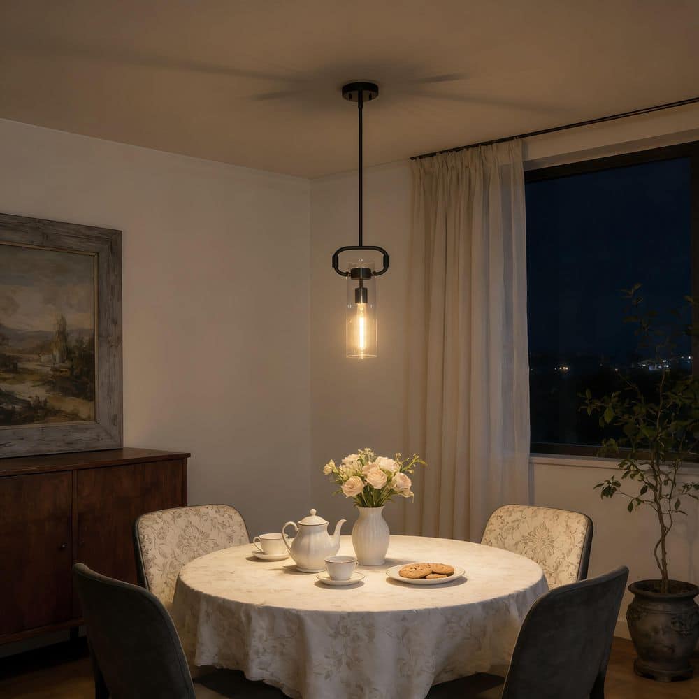 01Black Clear Glass Cylinder Pendant Lights 2-Pack for Kitchen Island, Modern Mini Hanging Ceiling Light with E26 Base price history on PriceWatchPro