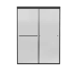 54 in. W x 72 in. H Double Sliding Framed Shower Door in Matte Black with 6 mm Tempered Glass and Handle