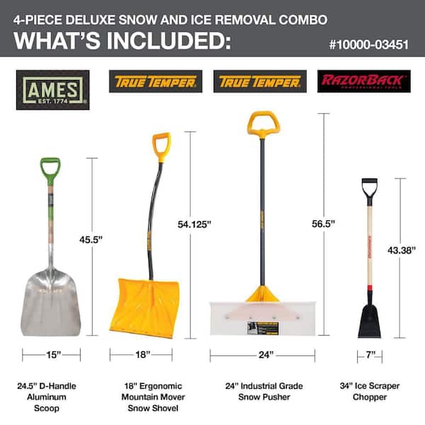True Temper 4-Piece Deluxe Snow and Ice Removal Combo with Shovel