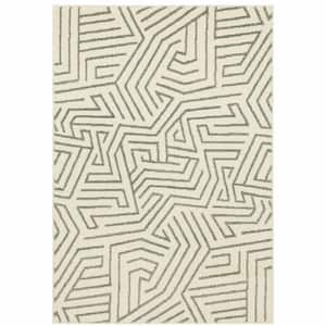 Beige Grey and Light Blue 2 ft. x 3 ft. Geometric Area Rug