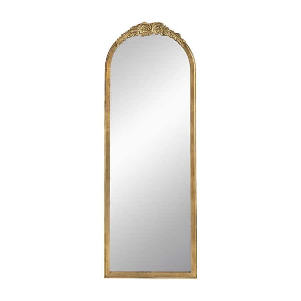 Unbranded 19 in. W x 56 in. H Arched Framed Wall Bathroom Vanity Mirror in Gold