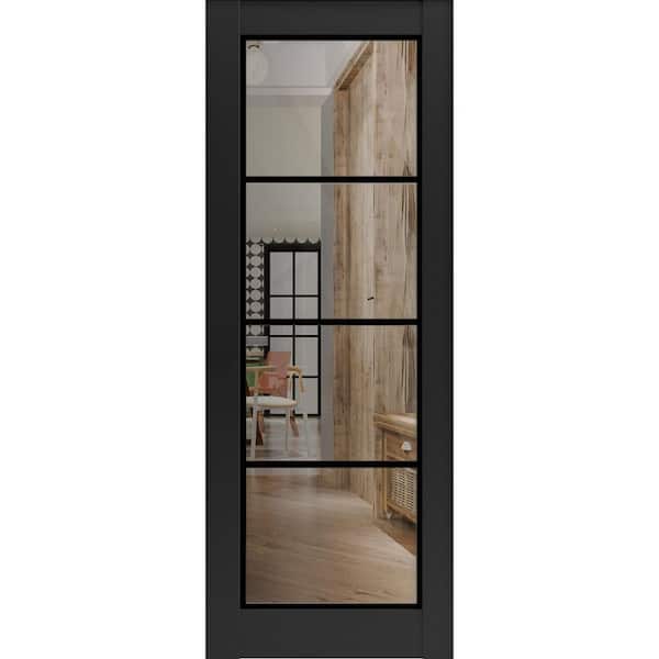 32 in. x 80 in. Solid Wood Clear Glass Black Matte Interior Door Slab
