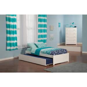 Concord White Twin Platform Bed with Flat Panel Foot Board and Twin Size Urban Trundle Bed