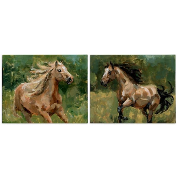 Stupell Industries Trotting Horse Visages by Victoria Barnes 2 Pieces Unframed Animal Graphic Art Print 24 in. x 30 in.