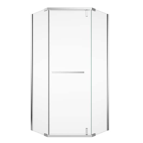 Boosicavelly Neo Angle Pivot Semi Frameless Corner Shower Enclosure in Chrome Finish with Tempered Glass 36 in. W x 72 in. H