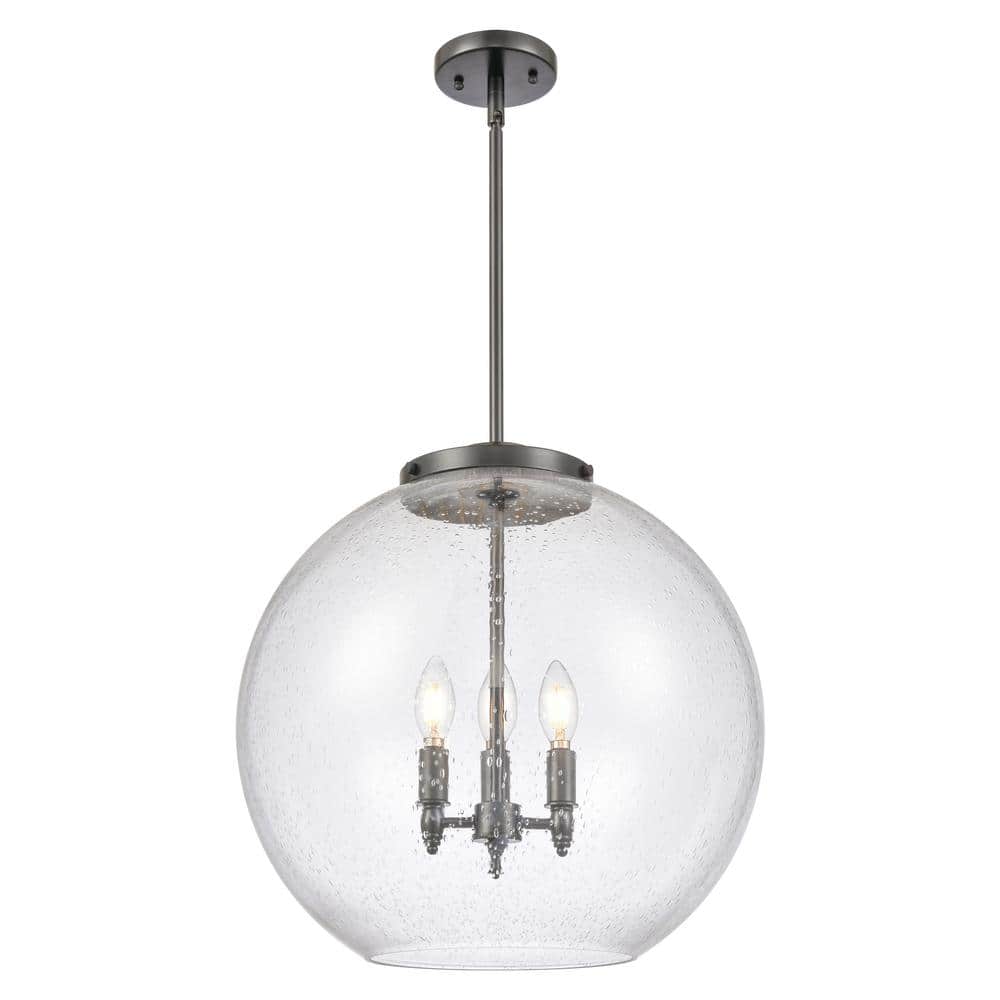 Athens 60-Watt 3-Light Matte Black Shaded Mini Pendant Light with Seedy Glass price history on PriceWatchPro