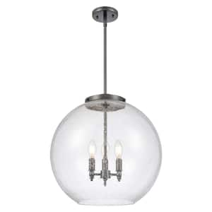 Athens 60-Watt 3-Light Matte Black Shaded Mini Pendant Light with Seedy Glass