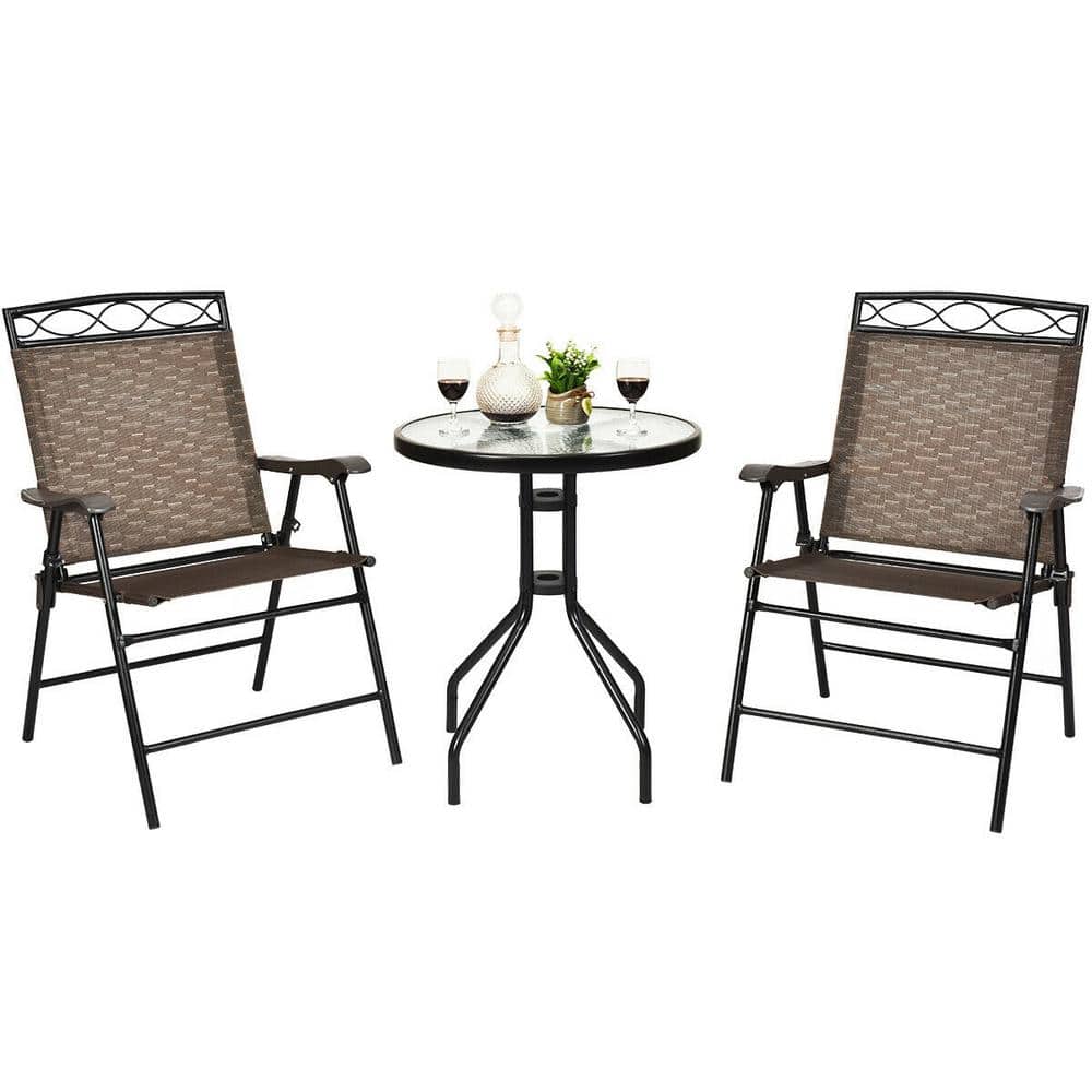 3-Pieces Steel Patio Dining Set with Folding Chairs and Table price history on PriceWatchPro