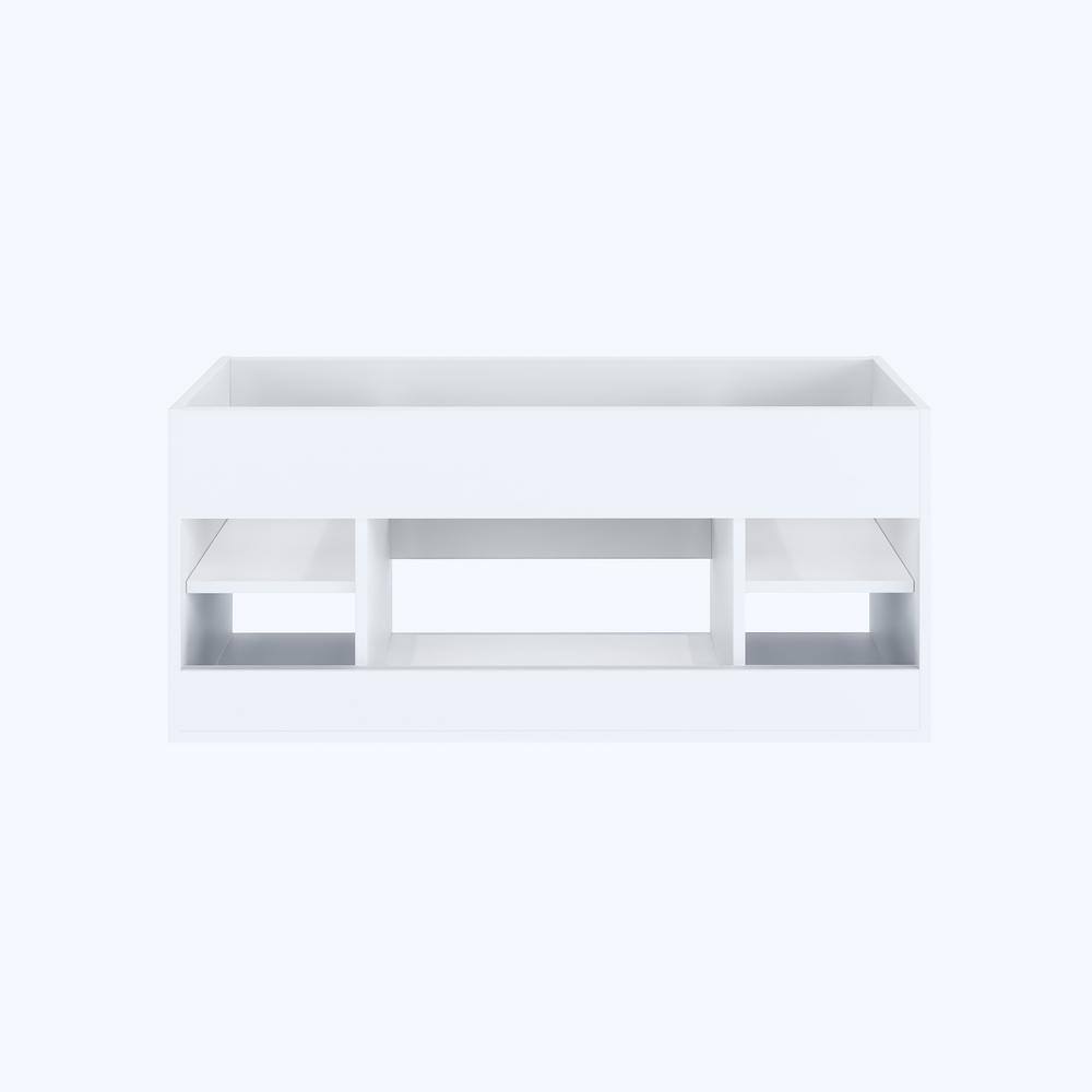White 48" Wall-Mounted Floating Bathroom Vanity with Ceramic Top