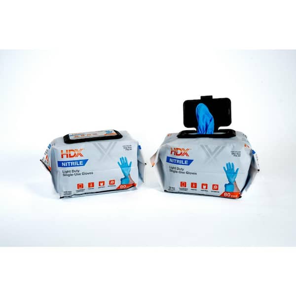 HDX Resealable Blue Nitrile Disposable Glove 40PK 40PP601E - The