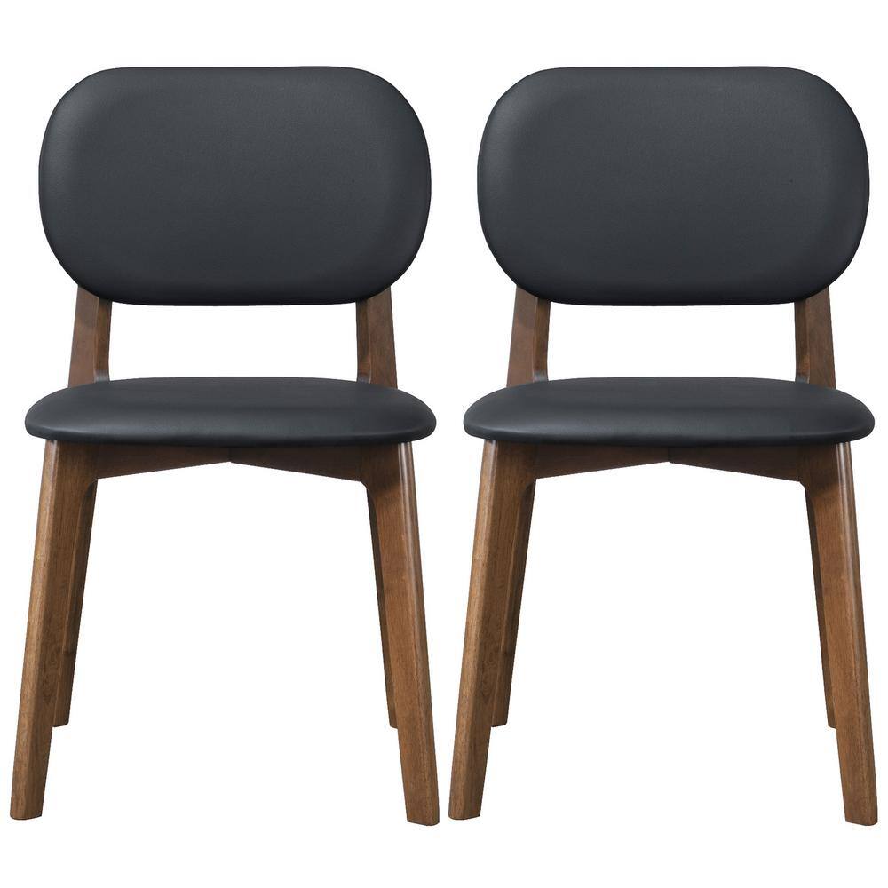 Plano Black Vegan Leather Luxury Side Chair Set of 2 price history on PriceWatchPro