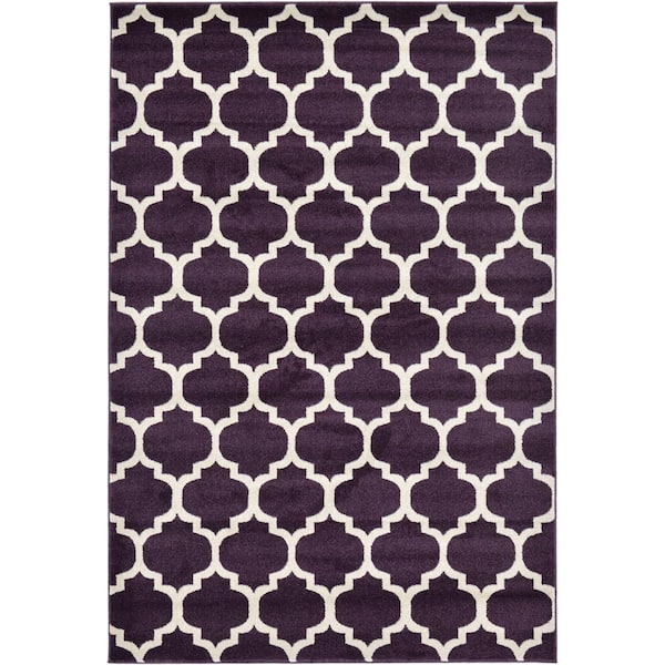 Unique Loom Trellis Philadelphia Purple/Beige 6' 0 x 9' 0 Area Rug