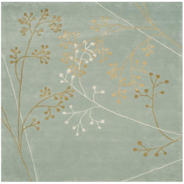 SAFAVIEH Soho Light Blue 8 ft. x 8 ft. Square Floral Antique Area Rug