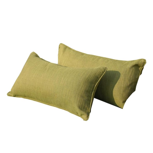 Dark Green Rectangle Outdoor Lumbar Pillow (2-Pack)