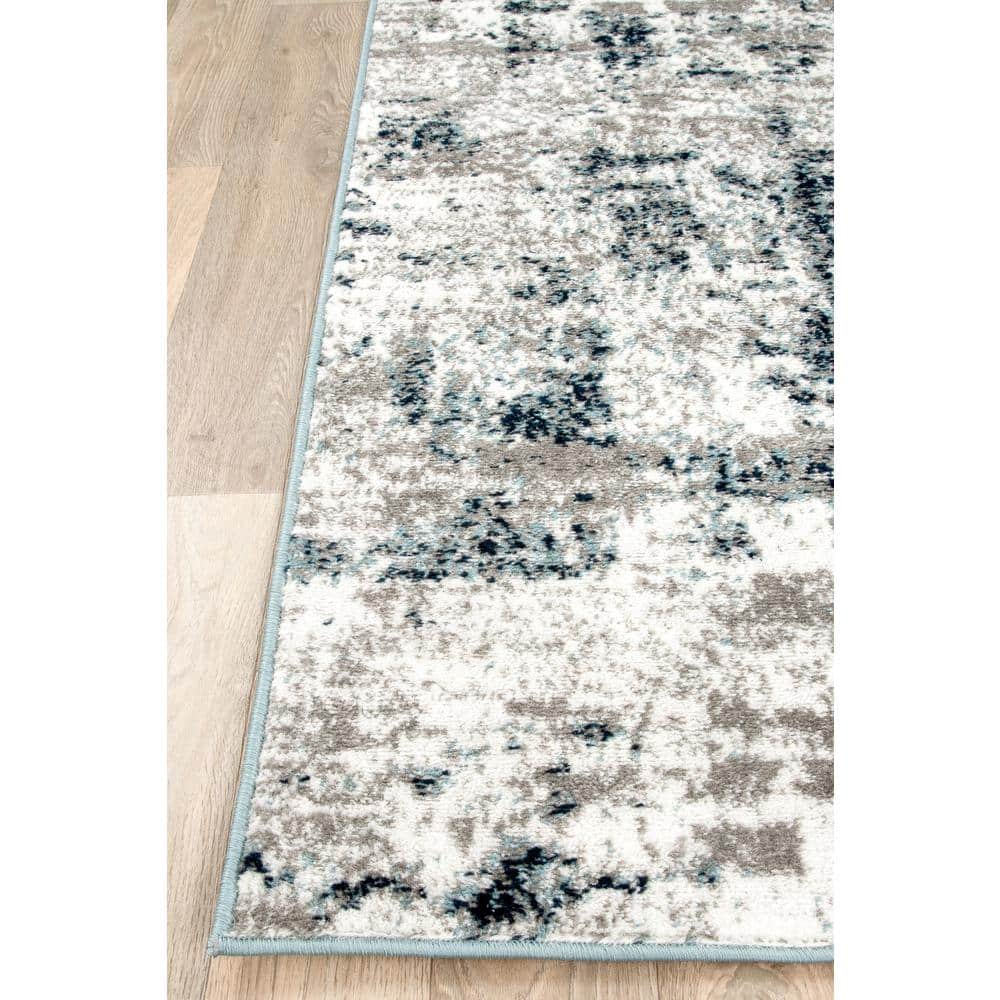 Distressed Blue Abstract 2' x 3' Area Rug
