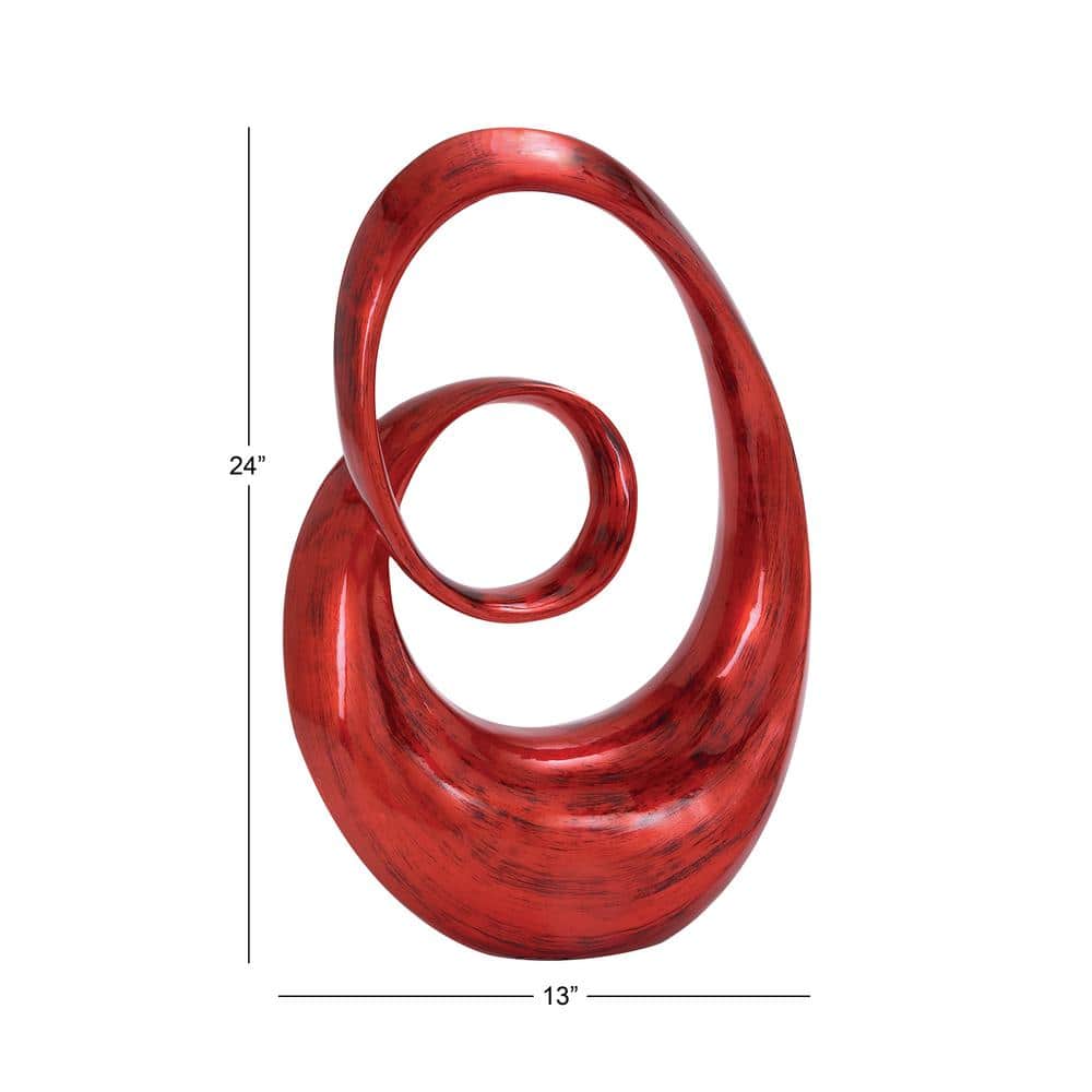 Red Polystone Abstract Swirl Decorative Sculpture