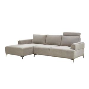 112 in Flared Arm 1 piece Suede Rectangle Sectional Sofa in Beige