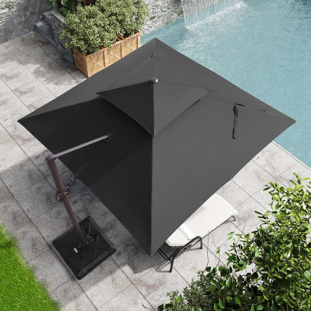Crestlive Products 10 ft. x 10 ft. Double Top Cantilever Tilt Patio Umbrella in Black -  CL-PU056BLK