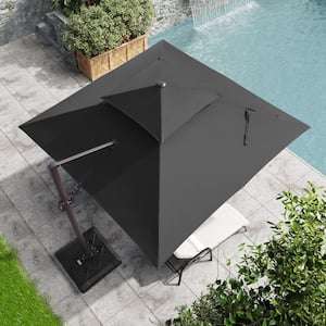 10 ft. x 10 ft. Double Top Cantilever Tilt Patio Umbrella in Black