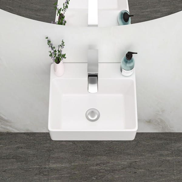 4.8 in. Ceramic Wall-Mounted Rectangular Bathroom Sink in White