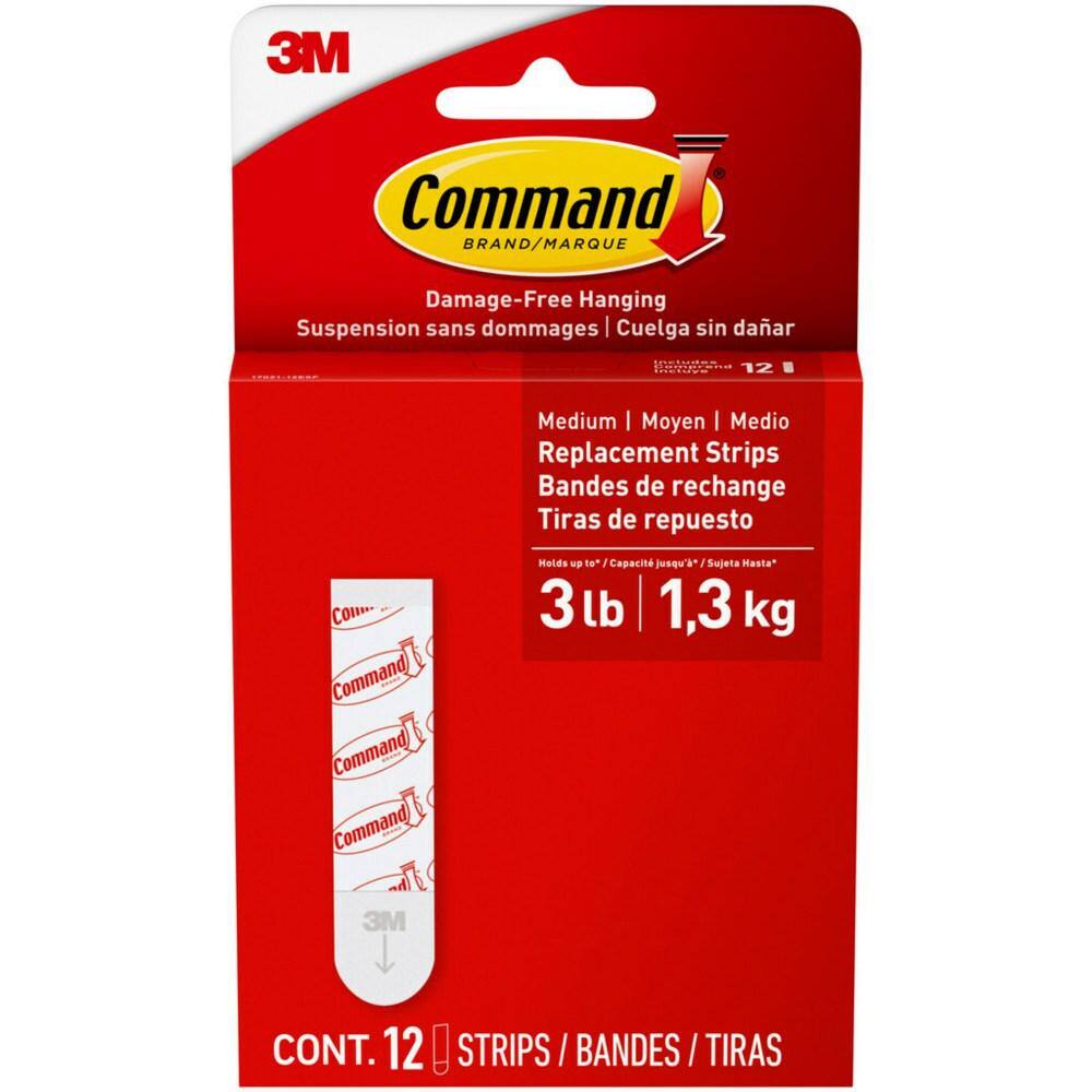 Command Medium Refill Strips 9 Command Strips Damage Free Hanging for  Christmas Decor White - Office Depot