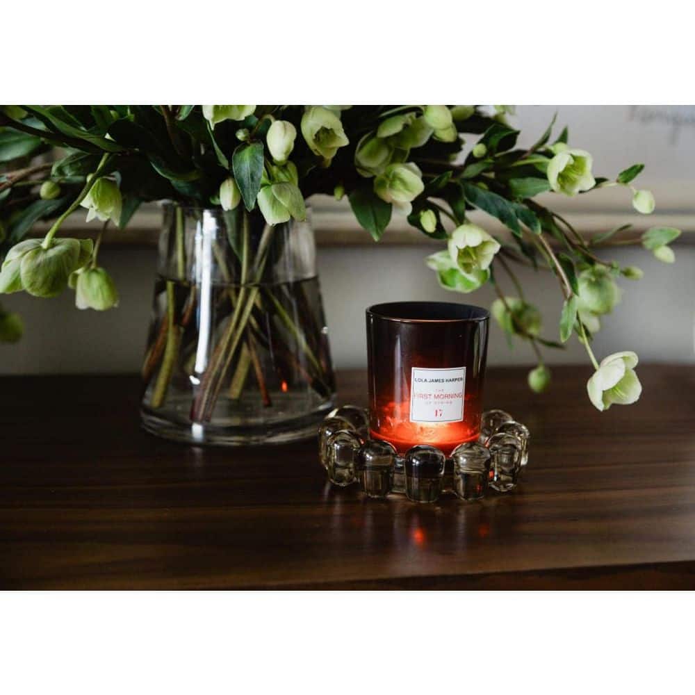 キャンドルディッシュ Smoky Bronze Glass Bubble Candle Dish Modern Holder for Candles