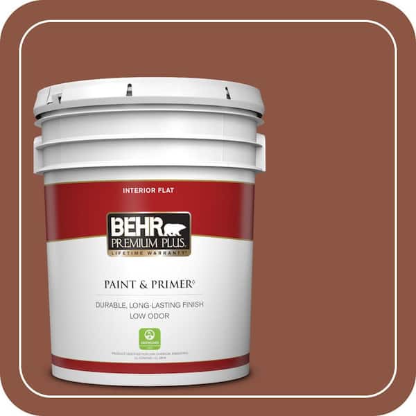 BEHR PREMIUM PLUS 5 gal. #S180-7 True Copper Flat Low Odor Interior Paint & Primer