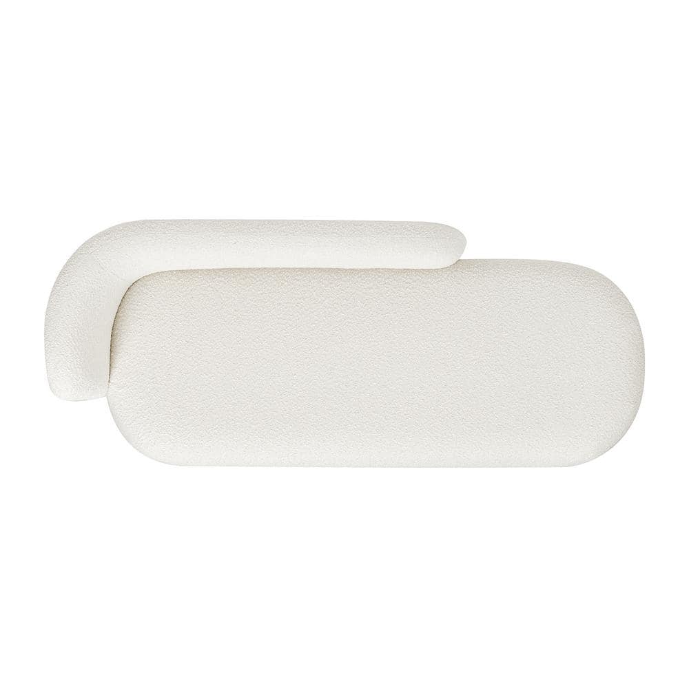 Aire 75" Ivory White Boucle Chaise Lounge with Pine Wood Frame