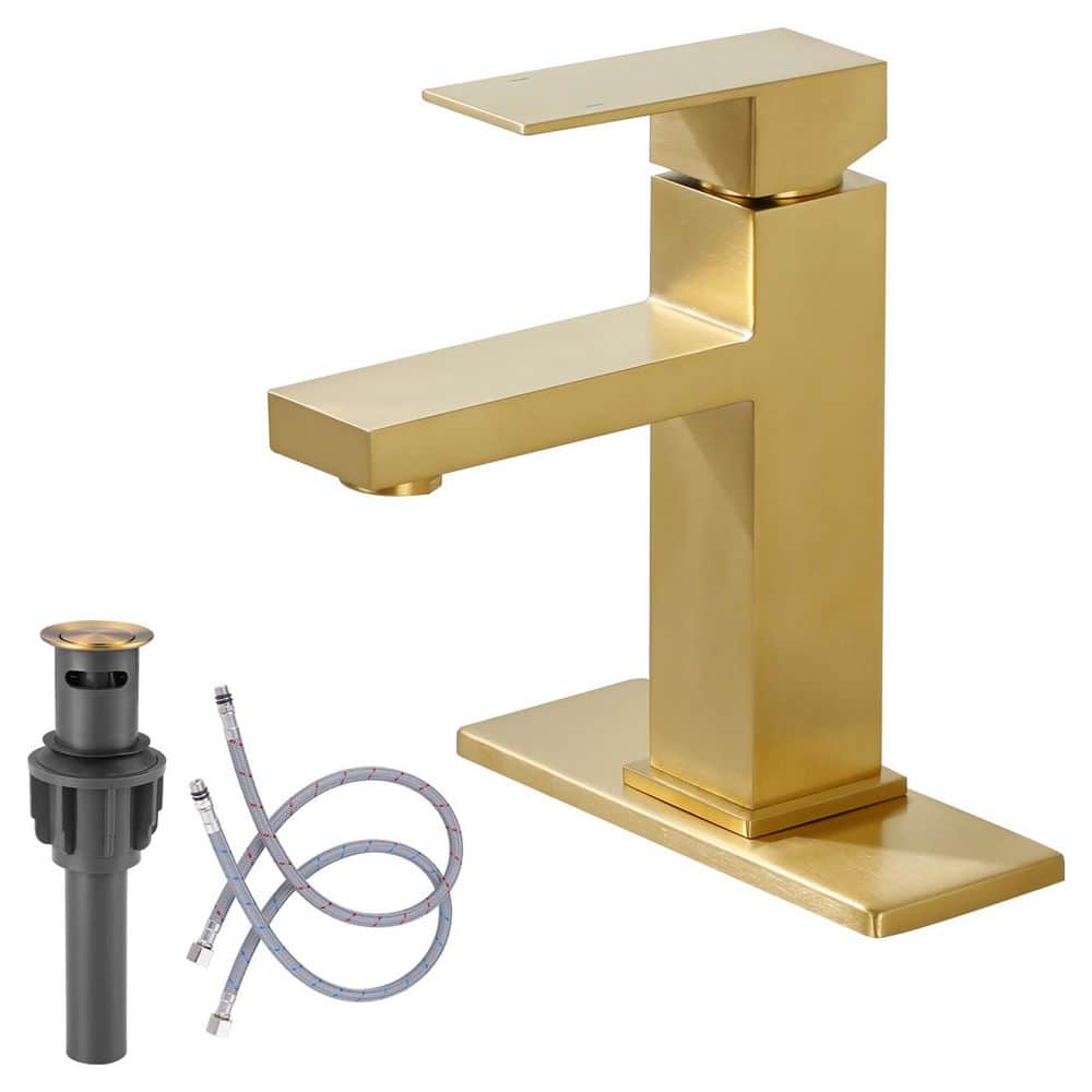 Single Handle Single Hole Bathroom Faucet with Deckplate Included in Brushed Gold price history on PriceWatchPro