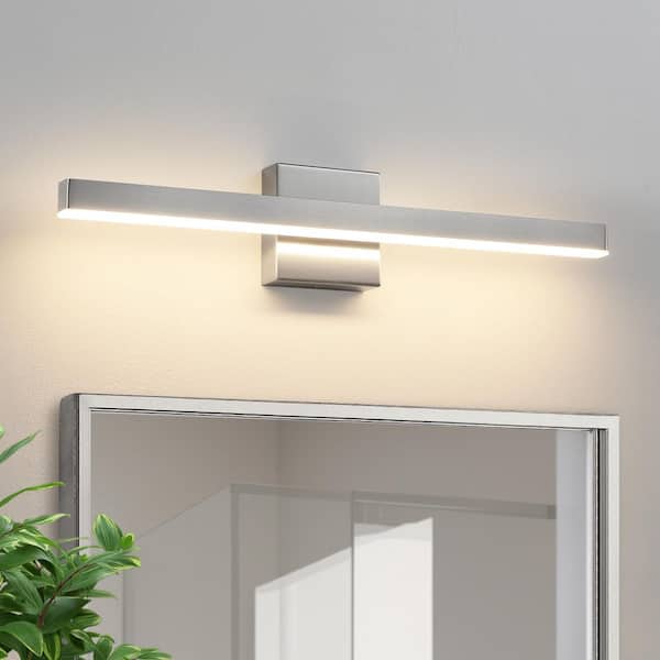 24 in. 1-Light Modern Light Fixture Brushed Nickel LED Vanity Light Bar With 20W Dimmable 5CCT Wall Sconce For Bathroom