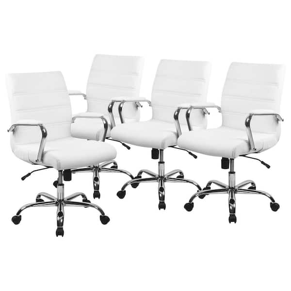 Carnegy Avenue White LeatherSoft/Chrome Frame Leather/Faux Leather Office/Desk Chair Table Top Only