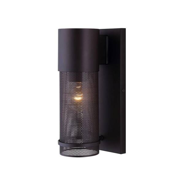 CANARM Alfie 1-Light Oil Rubbed Bronze Outdoor Wall Lantern Sconce with Mesh Cage and Clear Glass