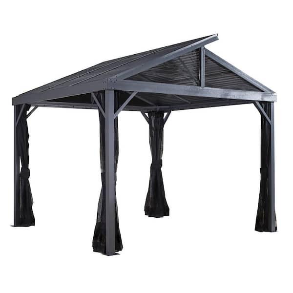 Sanibel II 10 ft. x 10 ft. Light Grey Rustproof Aluminum Framed Gazebo